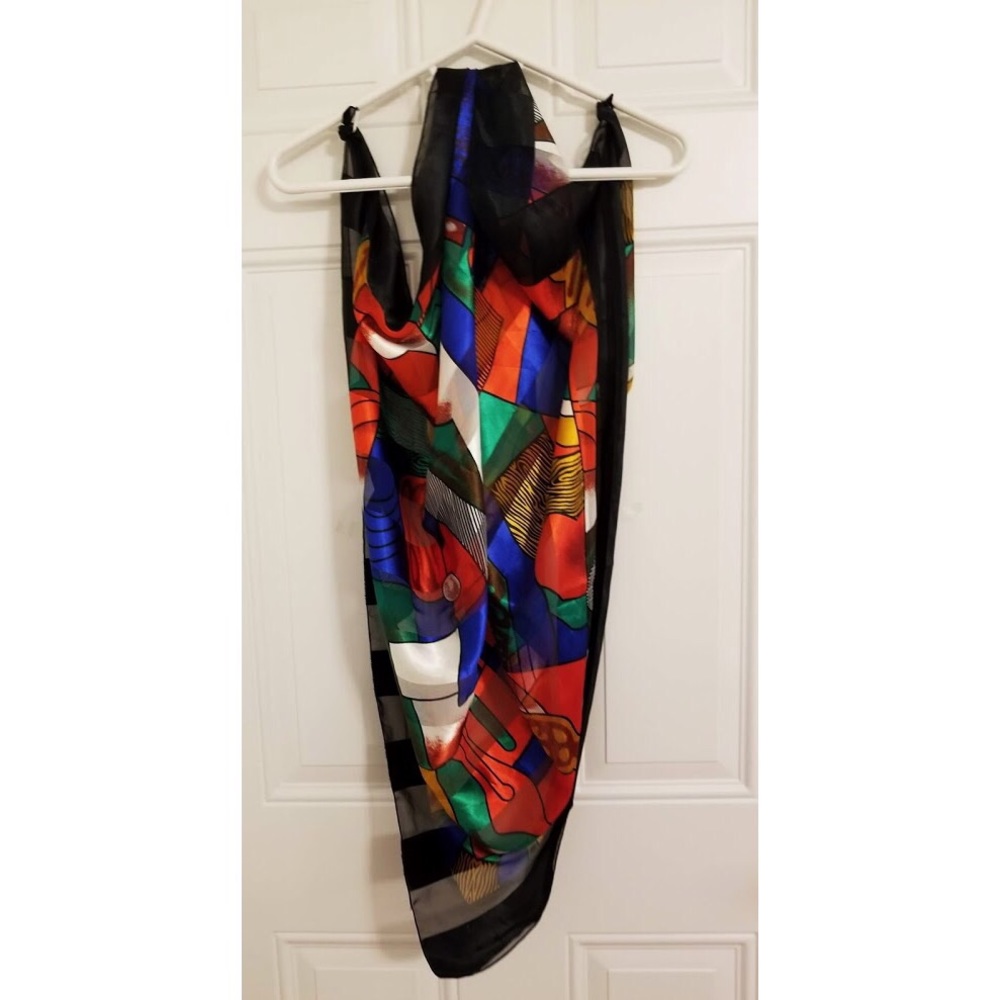 🧣 Colourful vintage scarf in organza type fabric